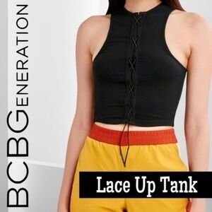 BCBGENERATION Women's Lace-up Tank Top in Black